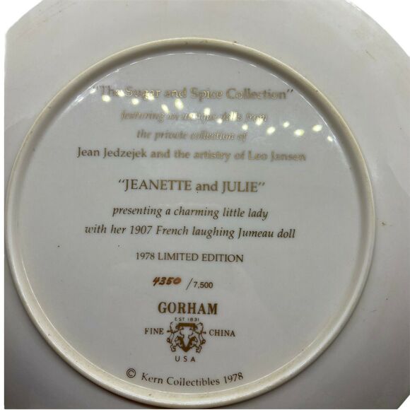 Collector Plate Vtg Gorham Multicolor Jeanette And Julie Sugar Spice Collection - Picture 6 of 14